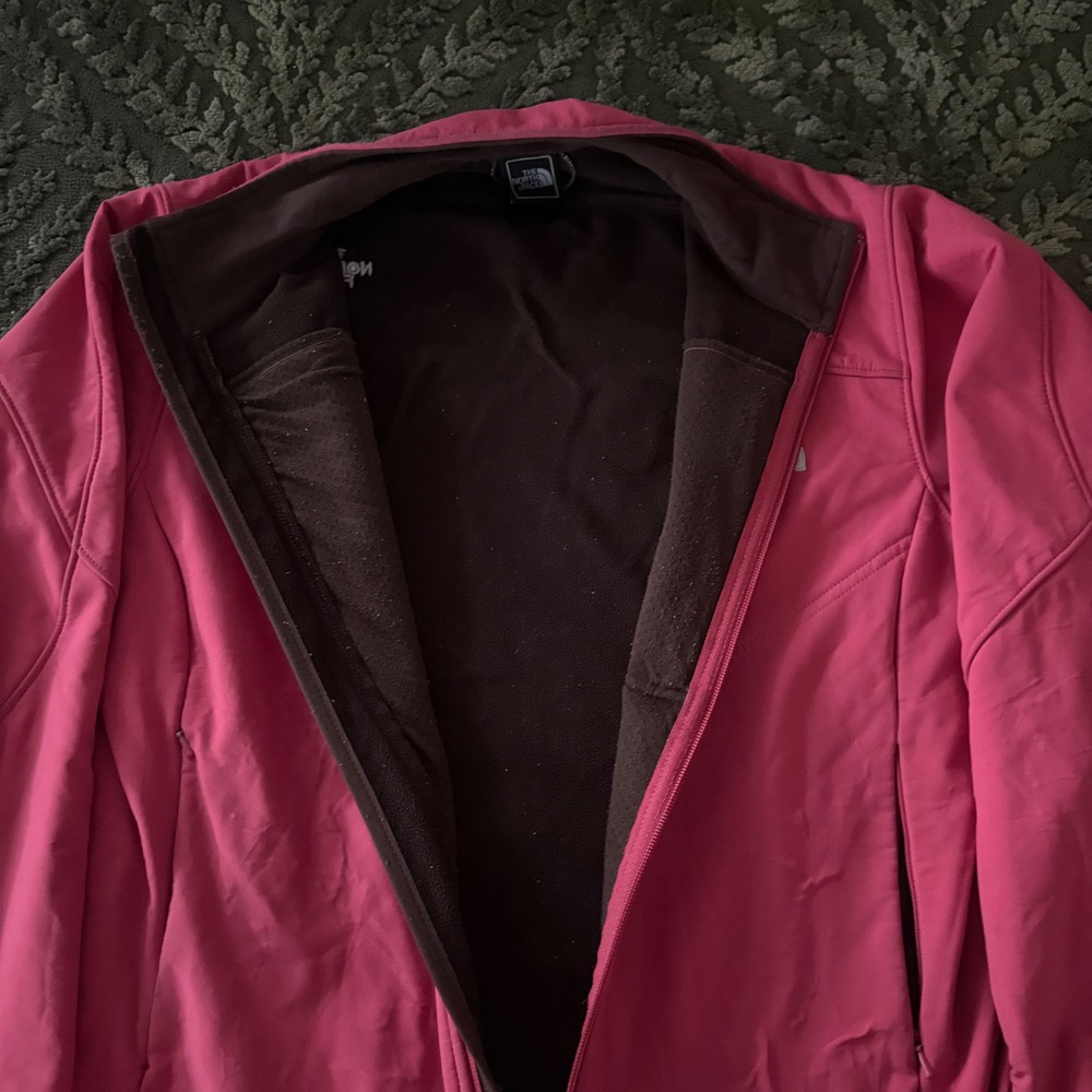 The North Face Apex Softshell Jacket Womens Large Pink Full Zip Fleece Lined - Picture 3 of 4